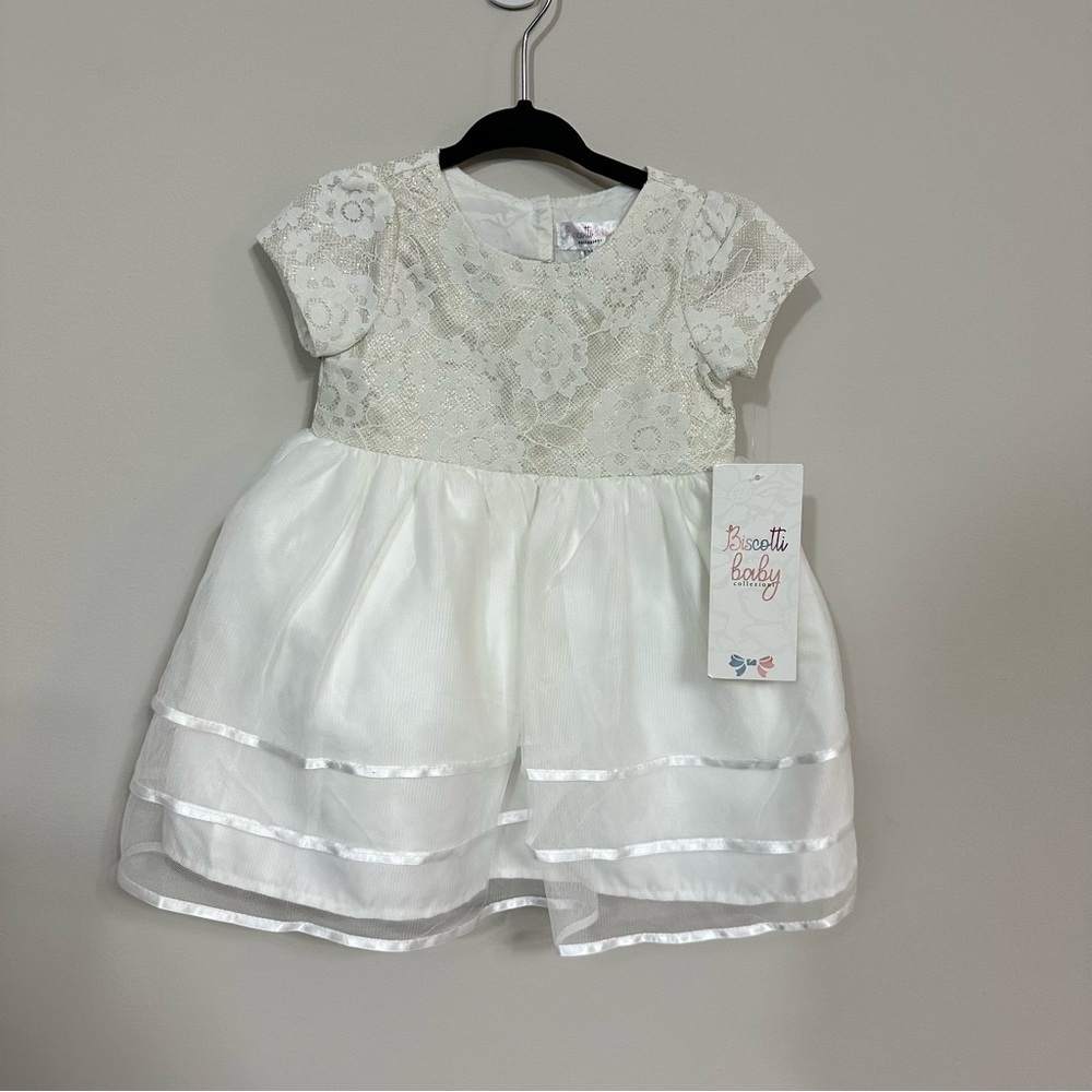 NWT Biscotti Baby White Dress in Size 12 Months